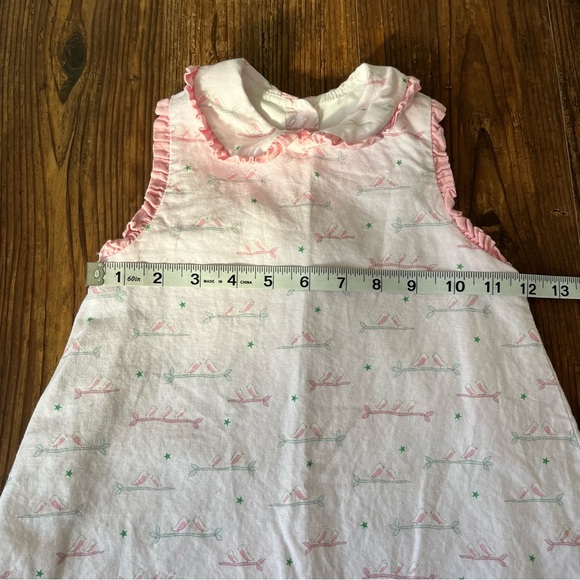 Petit Bébé Light Pink Linen/Cotton Ruffle Collar Bird Dress Size 3 - Picture 4 of 8